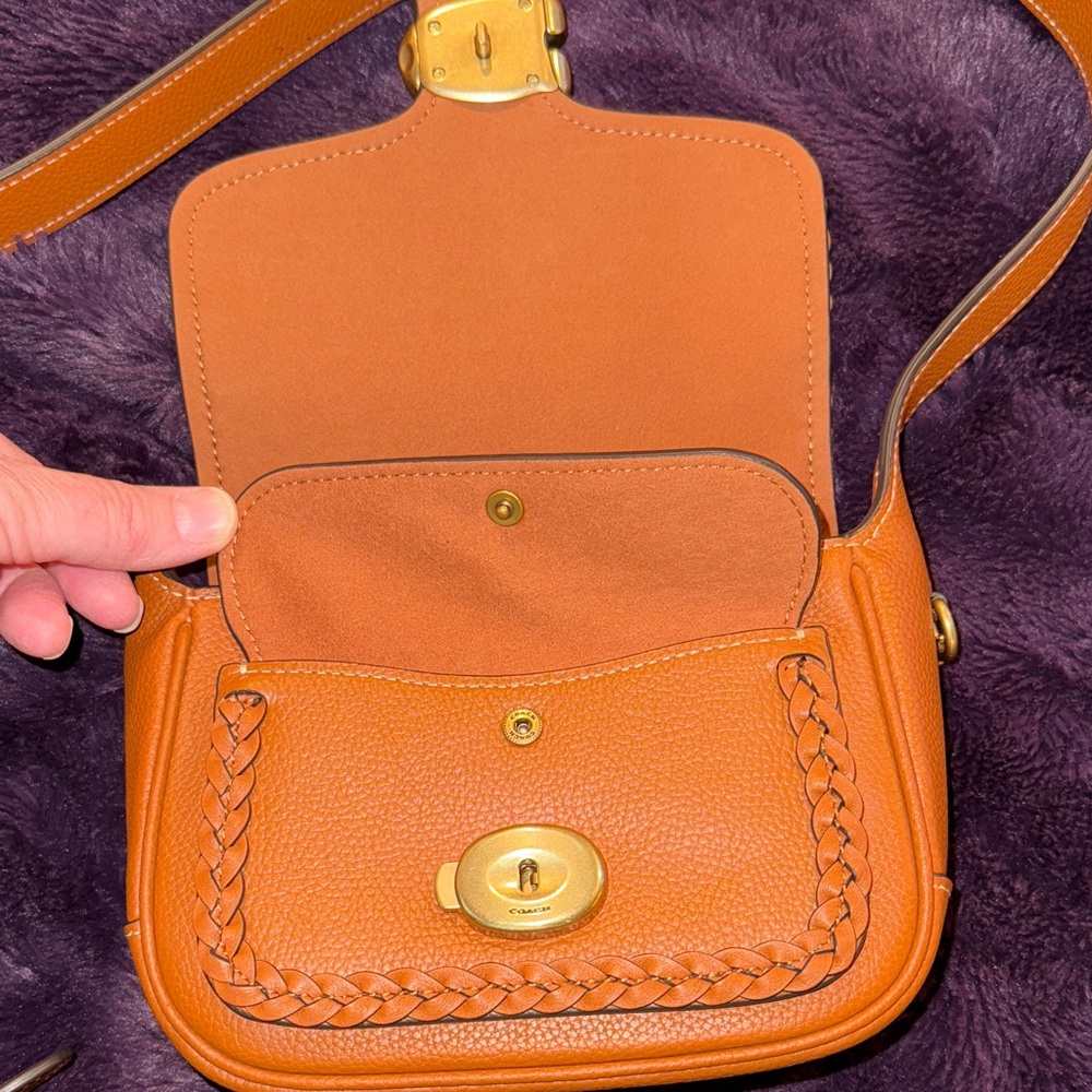 Coach Cognac Brown Braided Crossbody Bag - Picture 6 of 9